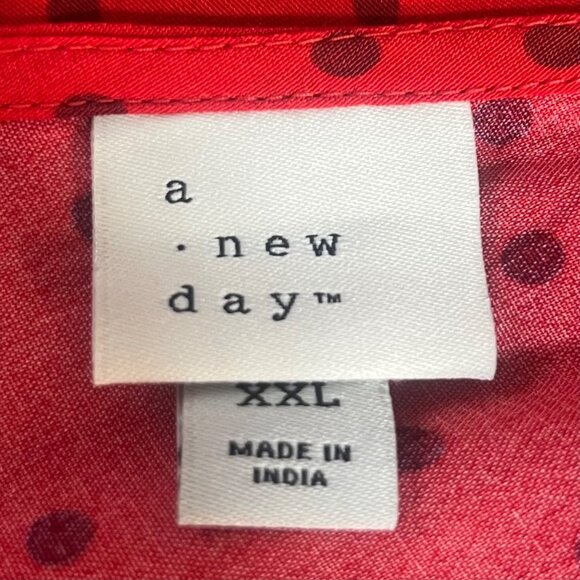 A New Day Polka Dot Vneck Shirt Womens XXL Red New Flutter - Picture 7 of 10